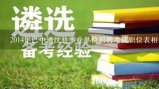 2014年巴中通江县事业单位招聘考试职位表相关的信息