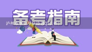 泸州市事业单位待遇怎么样？