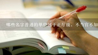 哪些名字普通的单位属于正厅级，不当官不知道？