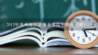 2013年贵州麻江县事业单位有哪些招聘？