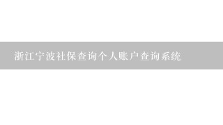 浙江宁波社保查询个人账户查询系统