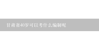 甘肃省40岁可以考什么编制呢