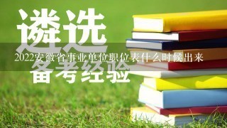 2022安徽省事业单位职位表什么时候出来